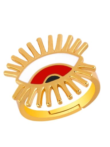 gules Brass Enamel Evil Eye Vintage Band Ring