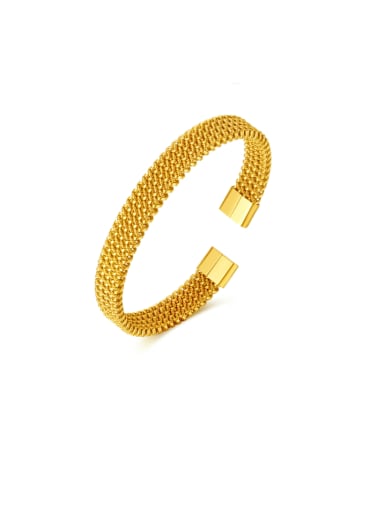GH1089 Bracelet Gold Stainless steel Weave Hip Hop Cuff Bangle