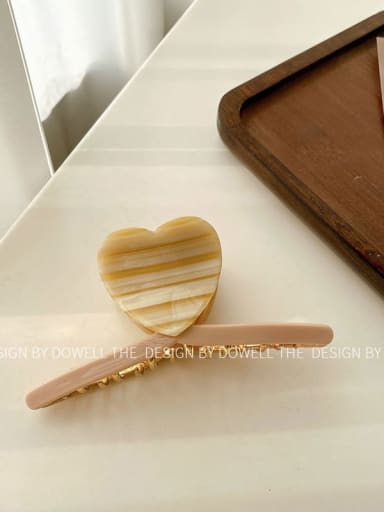 Yellow and white lines 11.5cm Cellulose Acetate Trend Heart Alloy Jaw Hair Claw