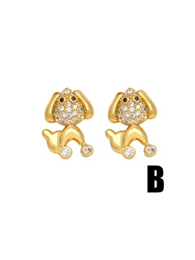 B Brass Cubic Zirconia Animal Cute Stud Earring
