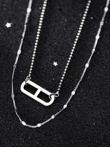 925 Sterling Silver Hollow  Geometric Minimalist Tassel Necklace