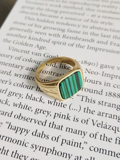 925 Sterling Silver Turquoise Green Square Minimalist Free Size Band Ring