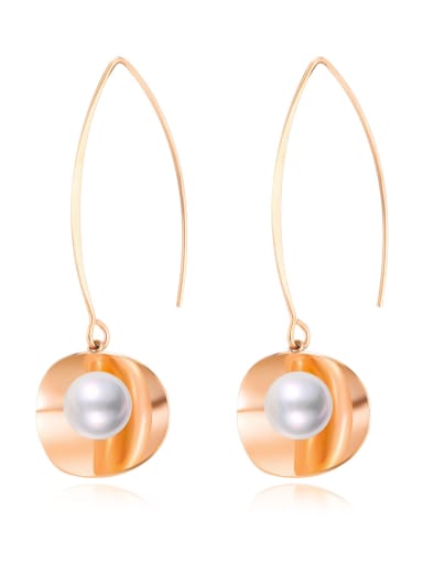 Titanium Imitation Pearl Geometric Minimalist Hook Earring