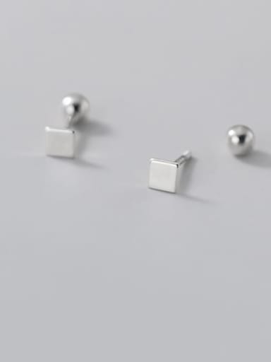 925 Sterling Silver Smooth Geometric Minimalist Stud Earring