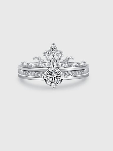 925 Sterling Silver Cubic Zirconia Crown Cute Stackable Ring