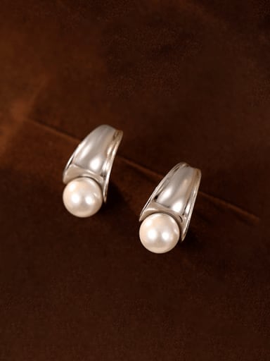 ES2614 ? Platinum ? 925 Sterling Silver Geometric Minimalist Stud Earring