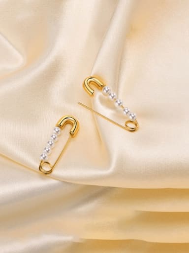 Stainless steel Imitation Pearl Geometric Minimalist Hook Earring