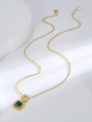 Brass Glass Stone Geometric Minimalist Necklace