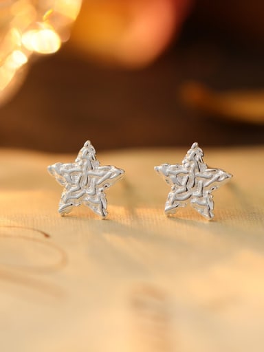 ES2626 [Silver Star] 925 Sterling Silver Geometric Minimalist Stud Earring