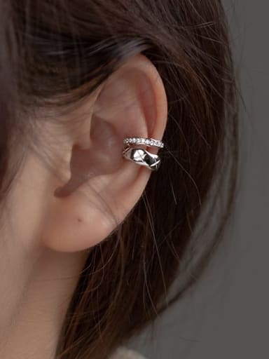 S925 silver ear clip (pair of silver) 925 Sterling Silver Rhinestone Geometric Vintage Clip Earring
