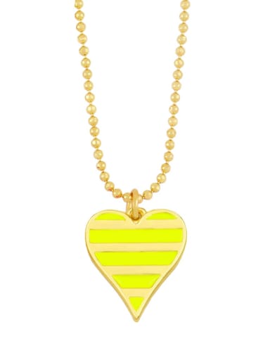 yellow Brass Enamel Heart Minimalist Necklace