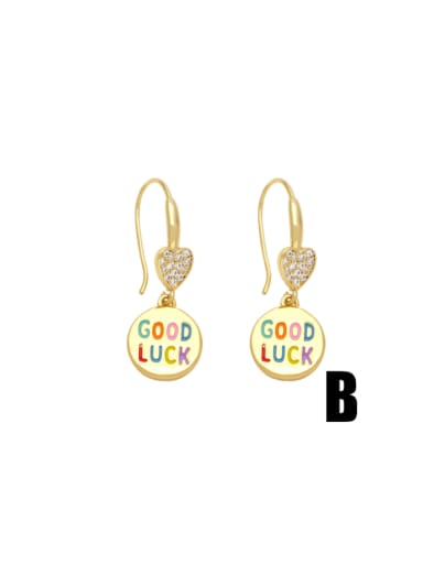 B Brass Cubic Zirconia Rainbow Minimalist Hook Earring