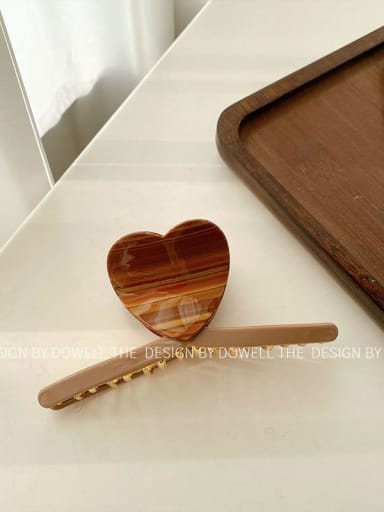 Dark brown 11.5cm Cellulose Acetate Trend Heart Alloy Jaw Hair Claw