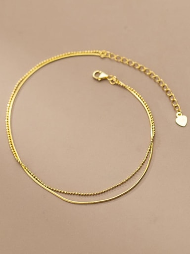 925 Sterling Silver Minimalist  Multi-layer Chain Anklet