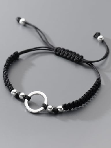 925 Sterling Silver Hollow Geometric Minimalist Woven Bracelet