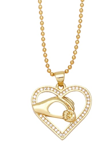 Brass Cubic Zirconia Letter Vintage Heart Pendnat Necklace