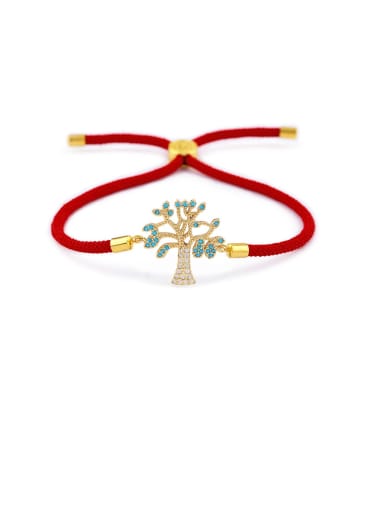 Brass Cubic Zirconia Tree Minimalist Adjustable Bracelet