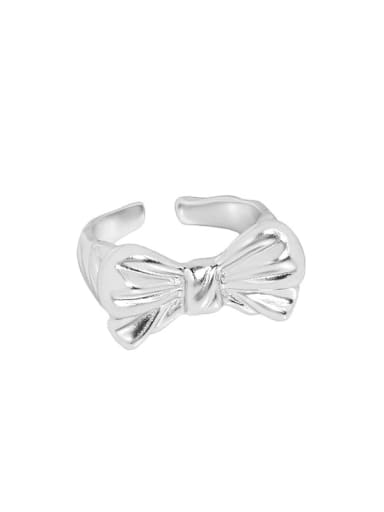 Silver [14 adjustable] 925 Sterling Silver Bowknot Vintage Band Ring