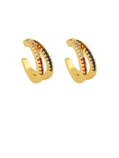 B Brass Cubic Zirconia Star Vintage Stud Earring