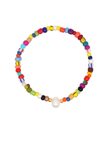 Stainless steel Imitation Pearl Multi Color Round Bohemia Stretch Bracelet