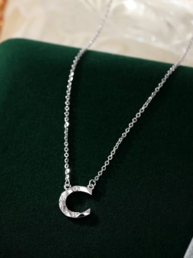 NS1075 ? C ? 925 Sterling Silver Letter Minimalist Necklace