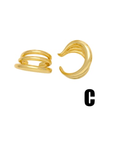 C Brass Geometric Minimalist Clip Earring