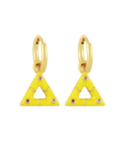 yellow Brass Enamel Geometric Trend Huggie Earring
