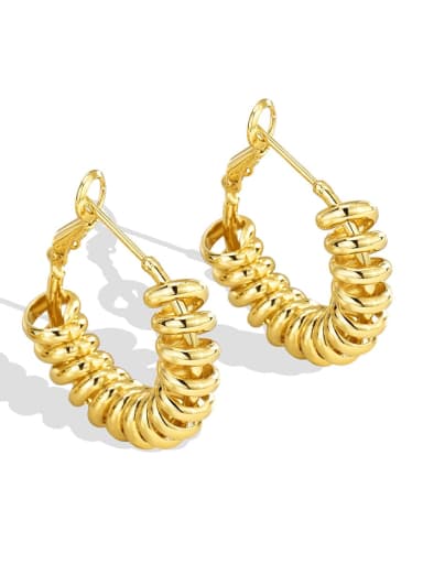 Brass Twist Geometric Trend Huggie Earring
