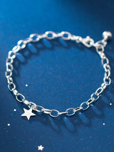 925 Sterling Silver Star Minimalist Hollow chain Link Bracelet