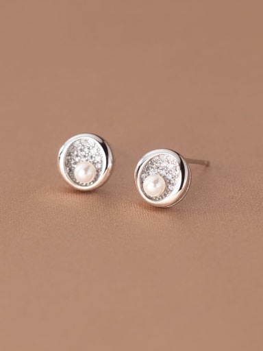 925 Sterling Silver Cubic Zirconia Geometric Trend Stud Earring