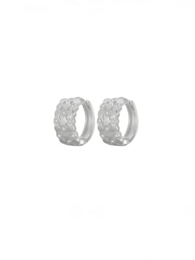 Silver Fashion Honeycomb Earrings 925 Sterling Silver Cubic Zirconia Geometric Minimalist Huggie Earring