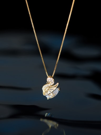 925 Sterling Silver Cubic Zirconia Swan Luxury Necklace