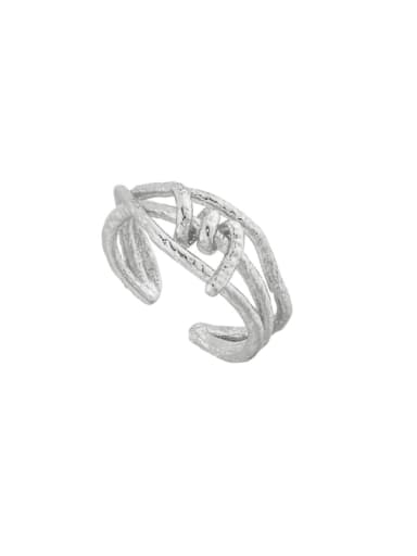 Platinum [adjustable size 14] 925 Sterling Silver Irregular Vintage Stackable Ring