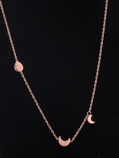 Titanium  Minimalist  Smooth Moon Necklace