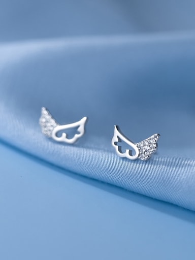 925 Sterling Silver Cubic Zirconia Wing Cute Stud Earring