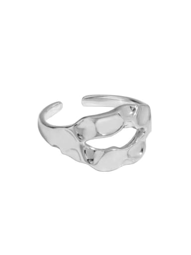 Platinum [14 adjustable] 925 Sterling Silver Hollow Geometric Vintage Band Ring