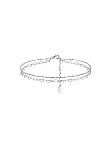 925 Sterling Silver  Geometric Minimalist Double Layer Chain Anklet