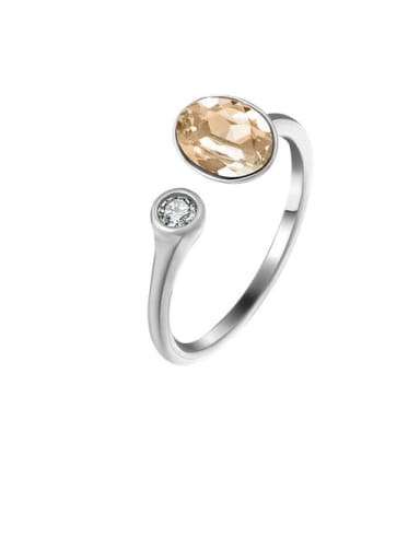 Champagne Alloy Crystal Brown Oval Dainty Band Ring