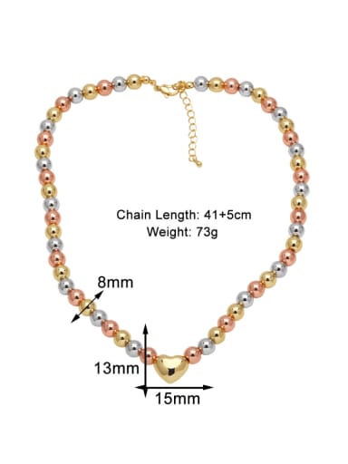Brass Heart Minimalist Beaded Necklace