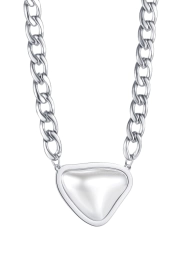 Titanium Steel Imitation Pearl Heart Hip Hop Hollow Chain Necklace