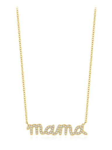 golden 925 Sterling Silver Cubic Zirconia Letter Dainty Necklace