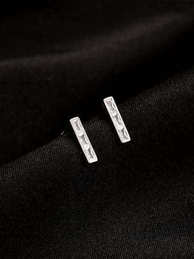 ES2280 [Platinum] 925 Sterling Silver Cubic Zirconia Geometric Minimalist Stud Earring