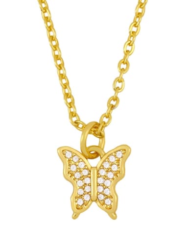 butterfly Brass Cubic Zirconia Butterfly Vintage Necklace