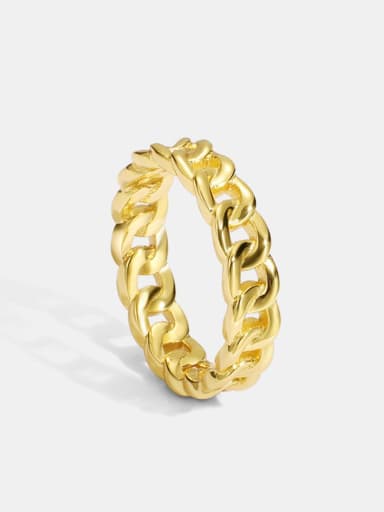 Brass Hollow Geometric Chain Vintage Band Ring