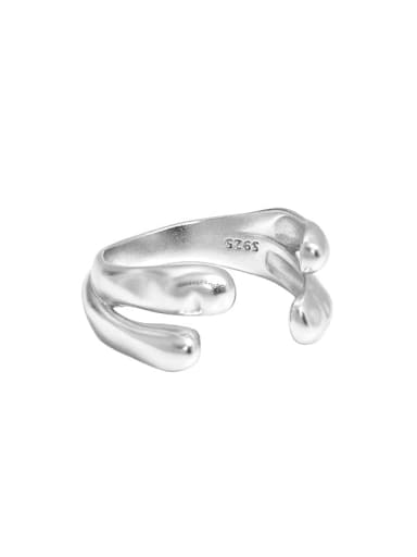 Silver [size 12 Adjustable] 925 Sterling Silver Irregular Minimalist Band Ring