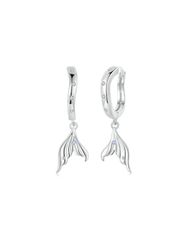 925 Sterling Silver Fish Tail Trend Huggie Earring