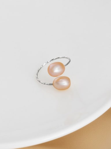 925 Sterling Silver Freshwater Pearl Irregular Dainty Band Ring