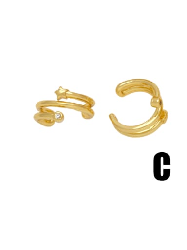 Brass Cubic Zirconia Round Hip Hop Clip Earring