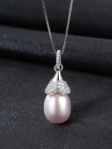 925 Sterling Silver Freshwater Pearl  Pendant  Necklace