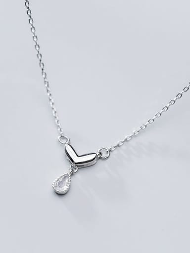 925 sterling silver Simple fashion glossy heart water droplets necklace